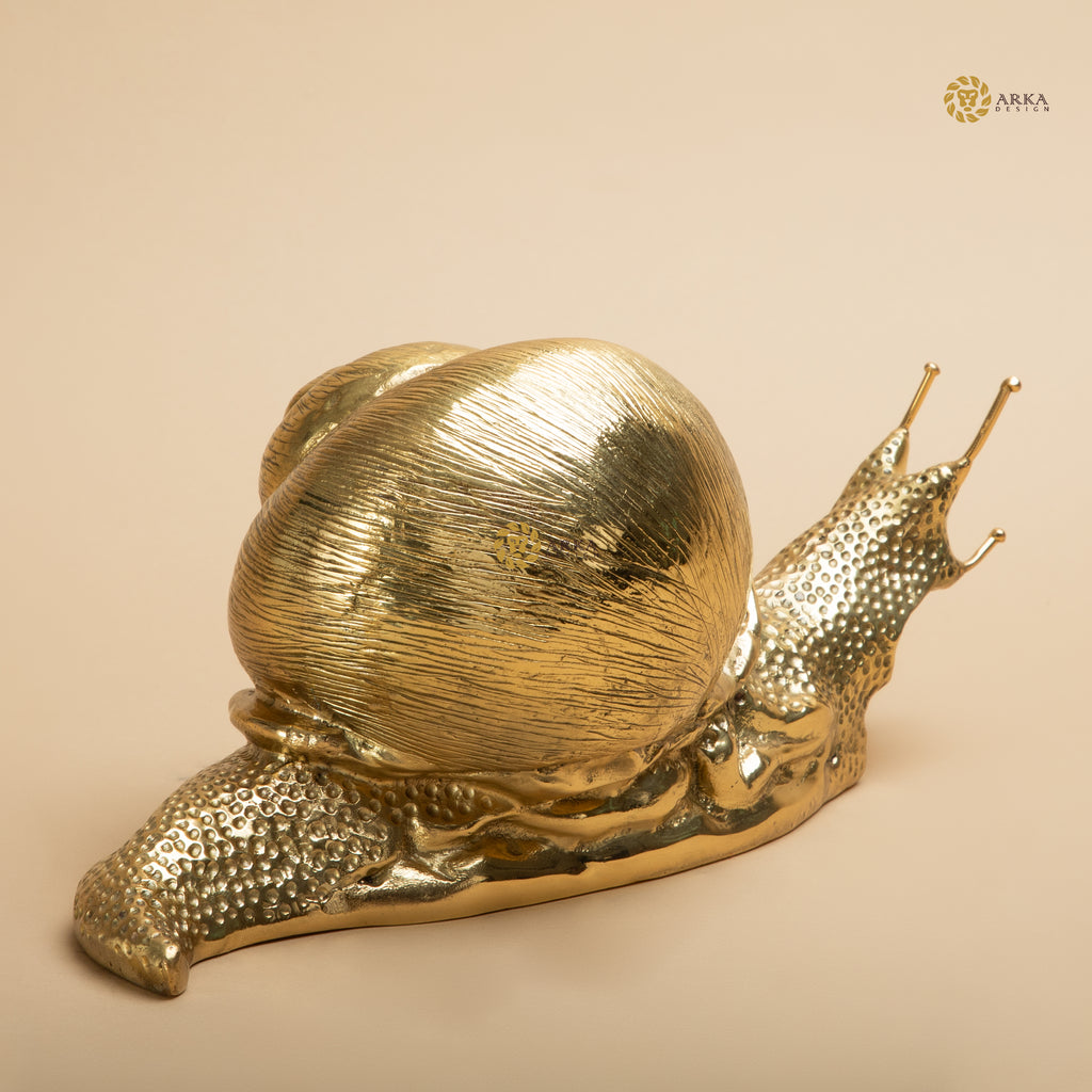 Arka Design Brassy Snail Handcrafted Brass Animal Sculpture for Elegant Home Décor