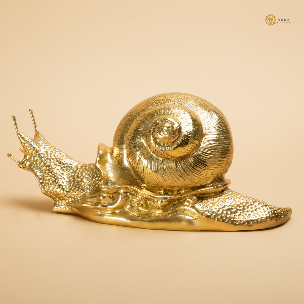 Arka Design Brassy Snail Handcrafted Brass Animal Sculpture for Elegant Home Décor