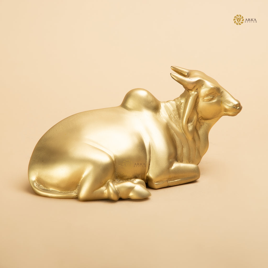 Arka Design Aurum Cow Handcrafted Brass Cow Idol for Prosperity & Home Décor