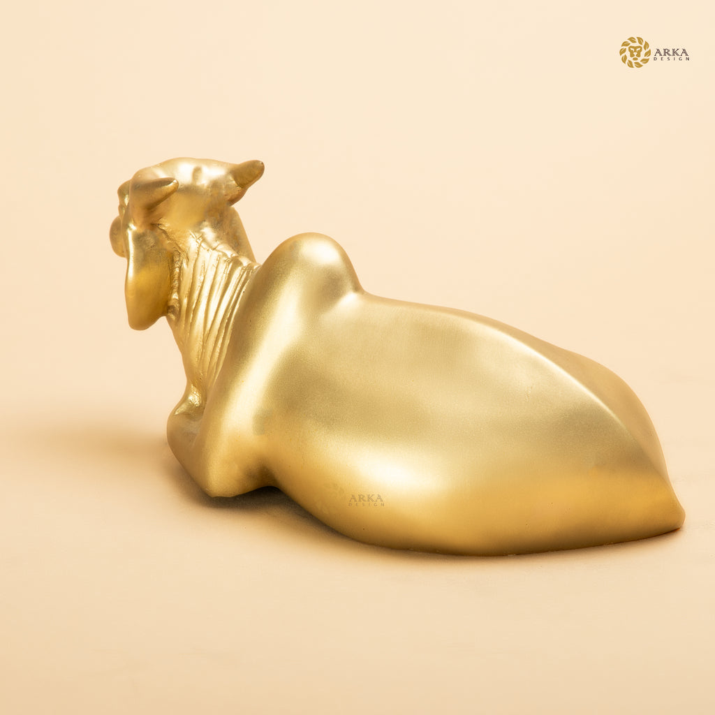 Arka Design Aurum Cow Handcrafted Brass Cow Idol for Prosperity & Home Décor