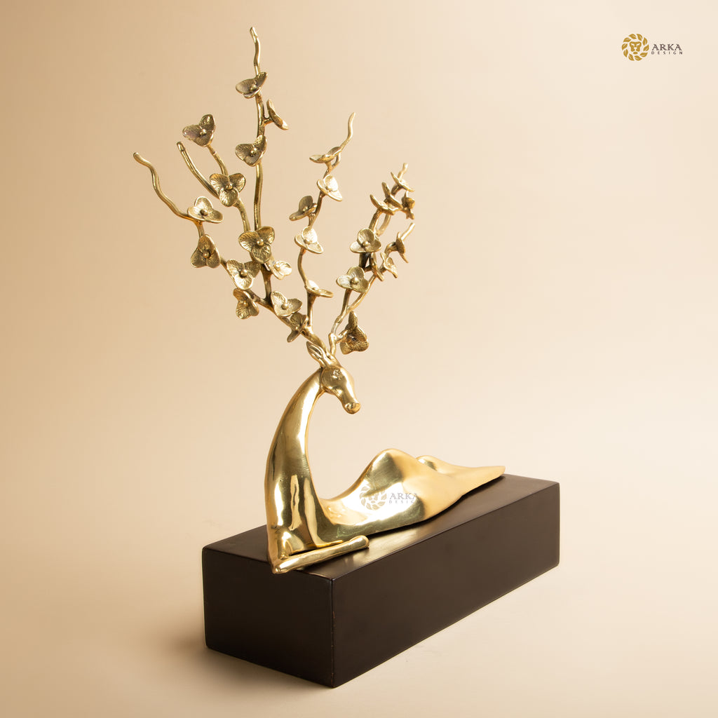 Arka Design Pristine Deer Handcrafted Brass Deer Sculpture for Graceful Home Décor