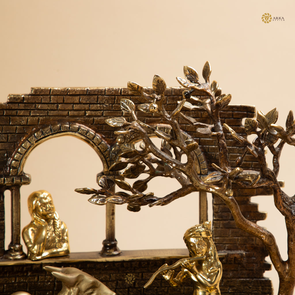 Arka Design Murlidham Handcrafted Brass Lord Krishna Idol with Flute for Divine Home Décor