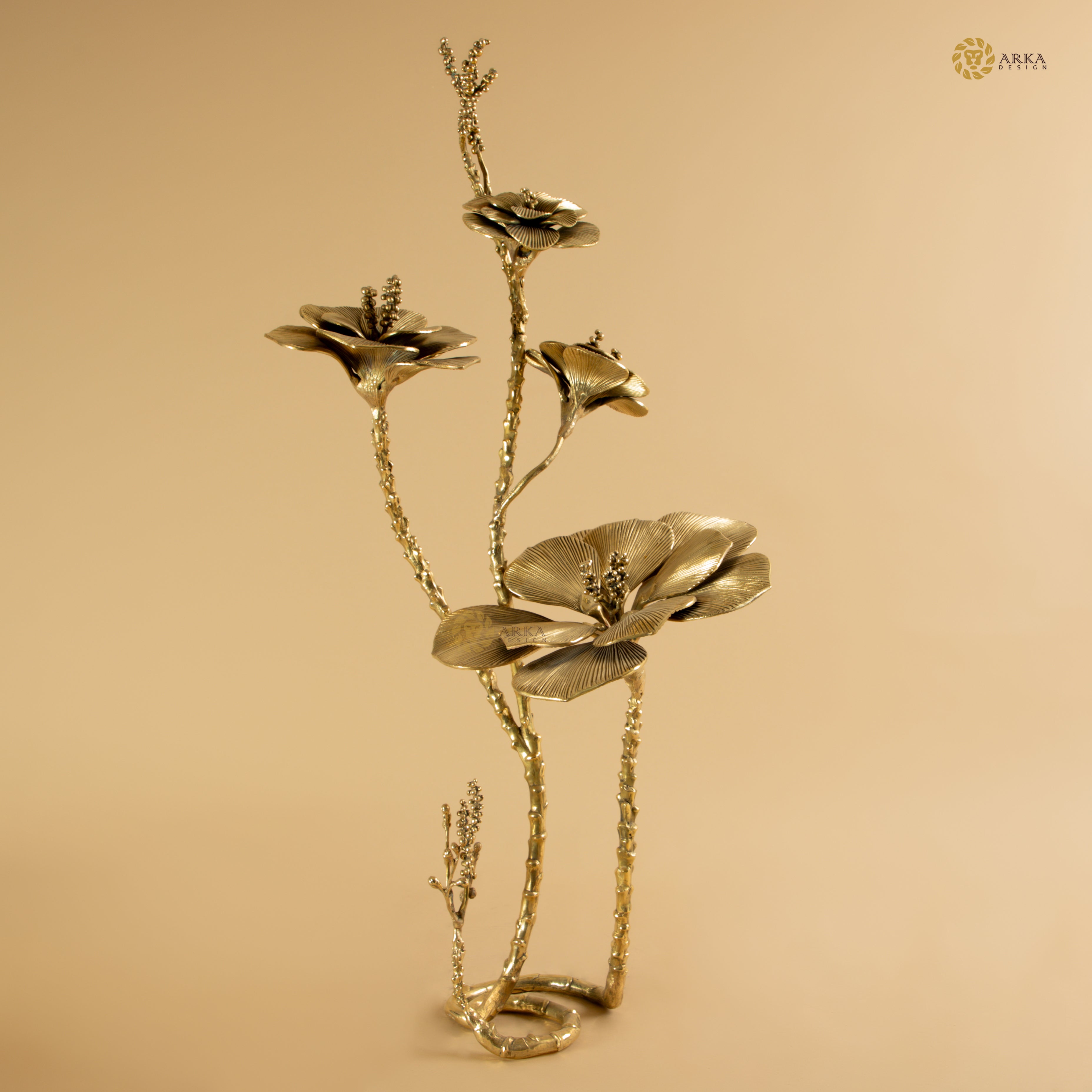 Arka Design Leaftal Long – Handcrafted Brass Leaf Sculpture for Luxury Home & Office Décor