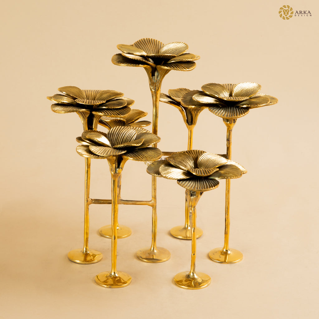 Arka Design Towering Bloom Handcrafted Brass Floral Sculpture for Luxury Home Décor