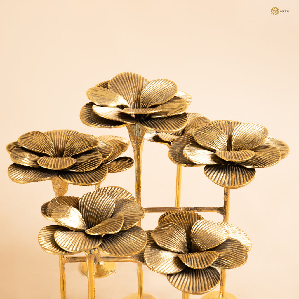 Arka Design Towering Bloom Handcrafted Brass Floral Sculpture for Luxury Home Décor