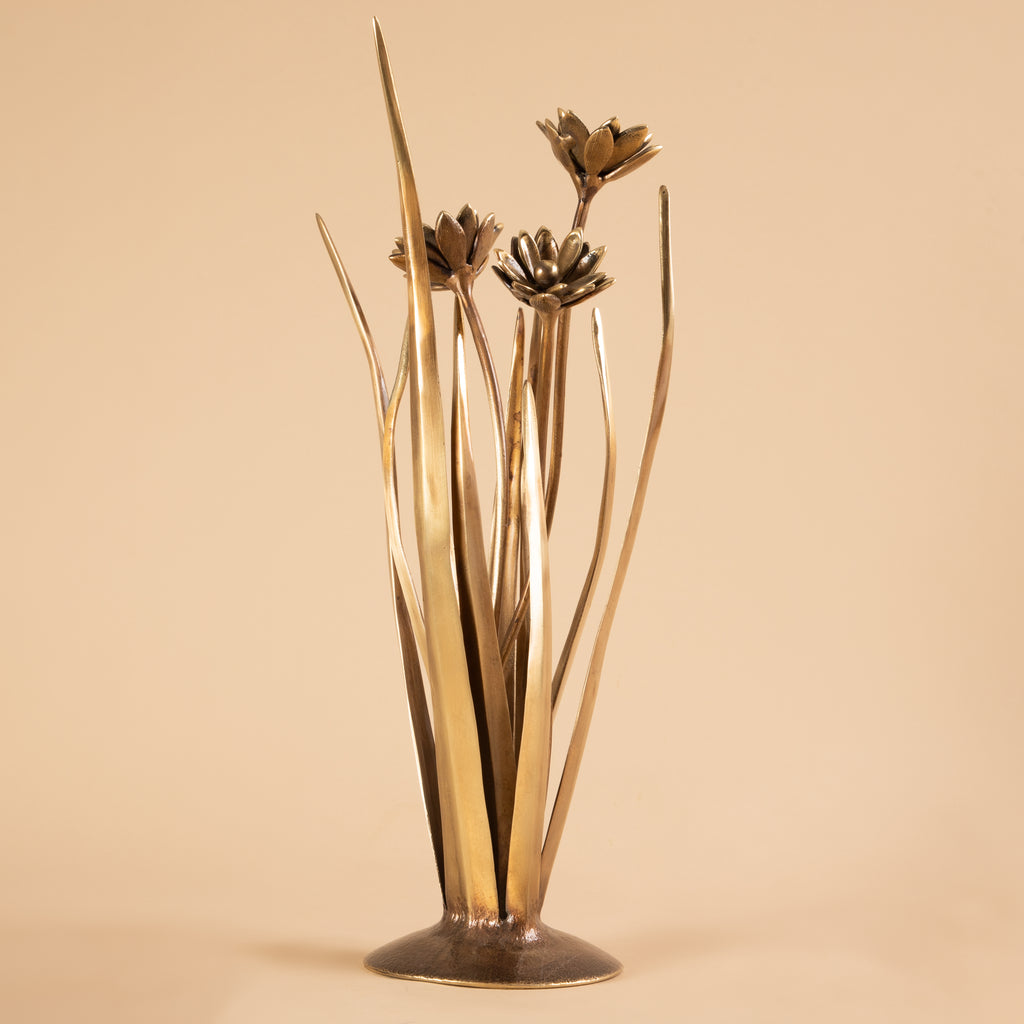 Arka Design Swaying Flower Handcrafted Brass Floral Sculpture for Elegant Home Décor