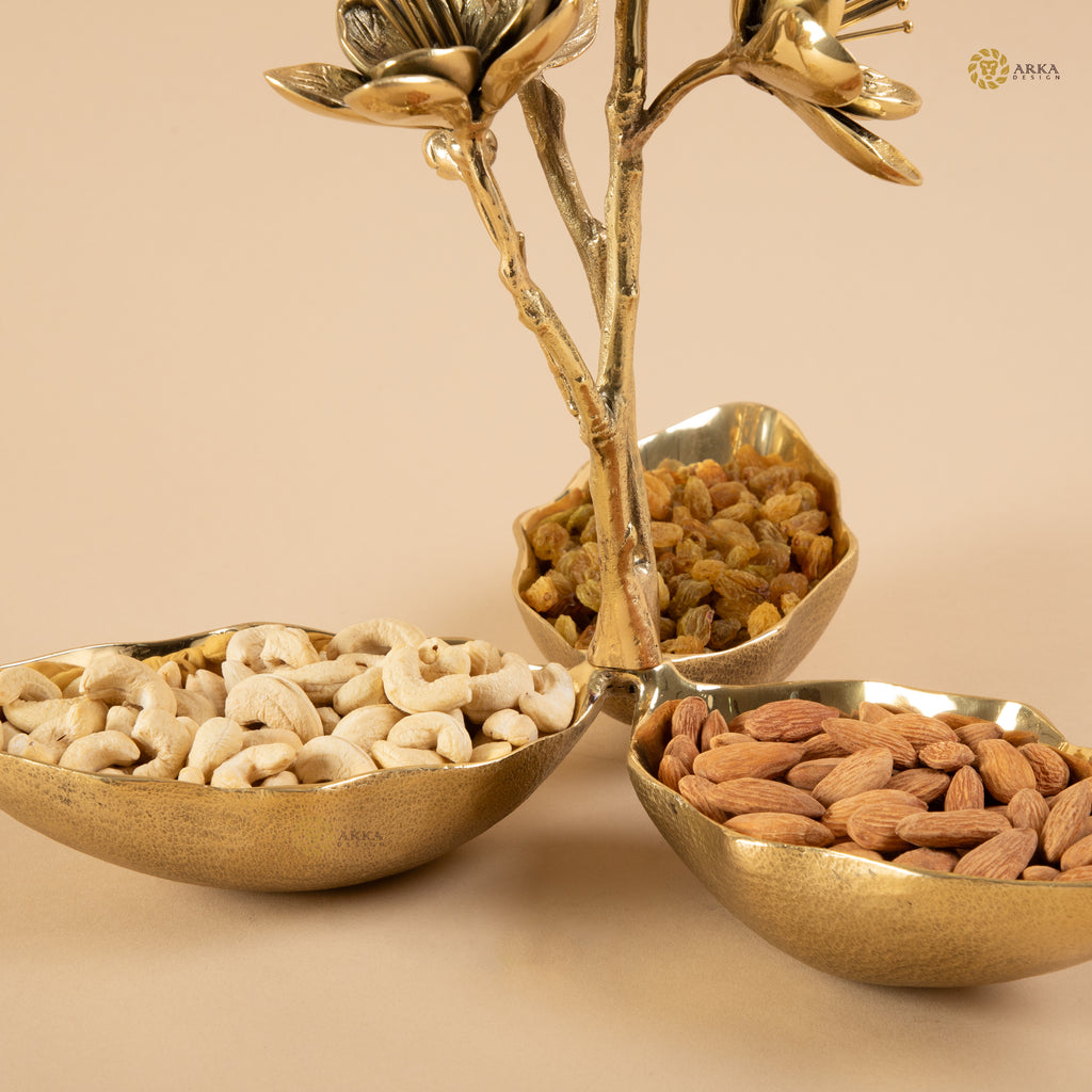 Arka Design Dry Fruit Holder Handcrafted Brass Decorative Bowl for Luxury Home Décor