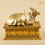 Arka Design Aurum Cow Handcrafted Brass Cow Idol for Prosperity & Home Décor