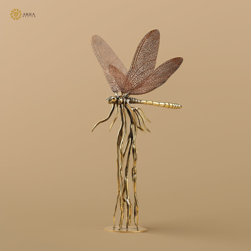 Arka Design Perchfly Art – Handcrafted Brass Bird Sculpture for Luxury Home Décor