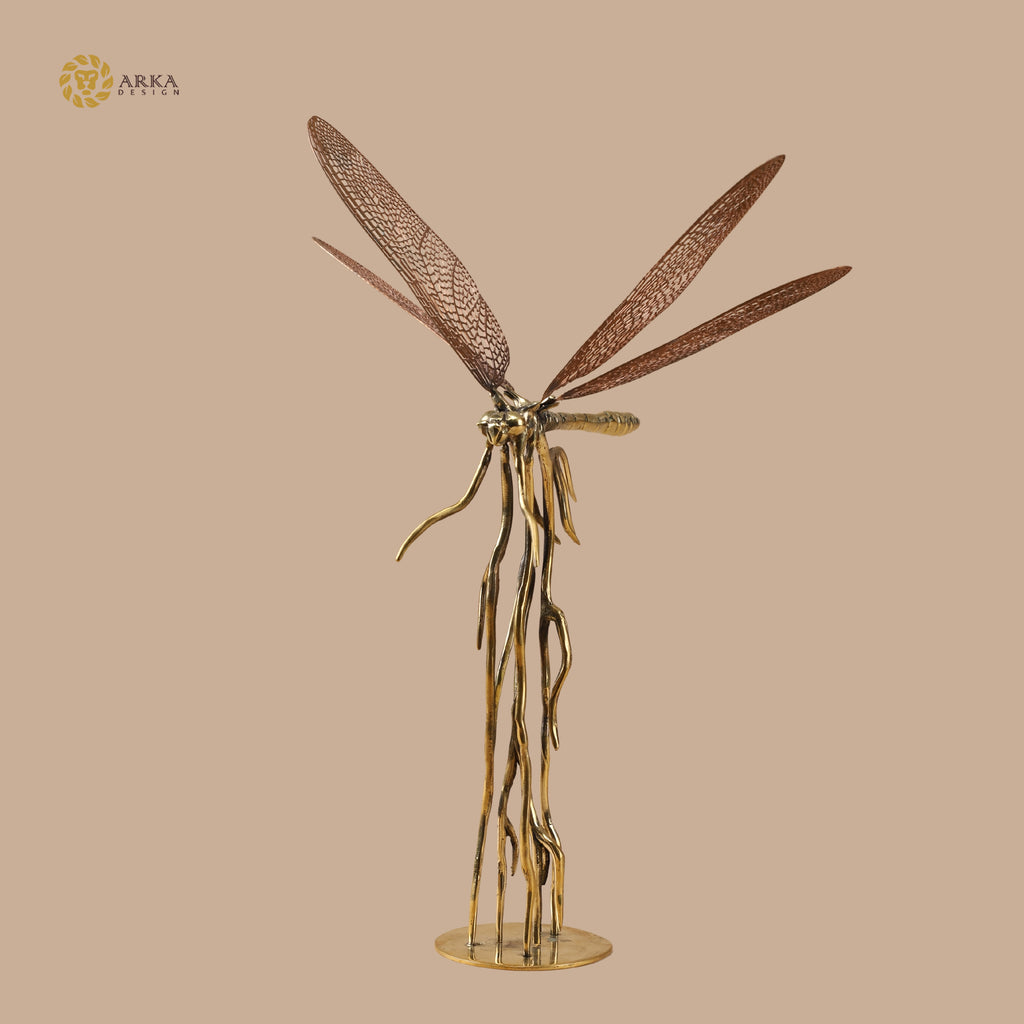 Arka Design Perchfly Art – Handcrafted Brass Bird Sculpture for Luxury Home Décor