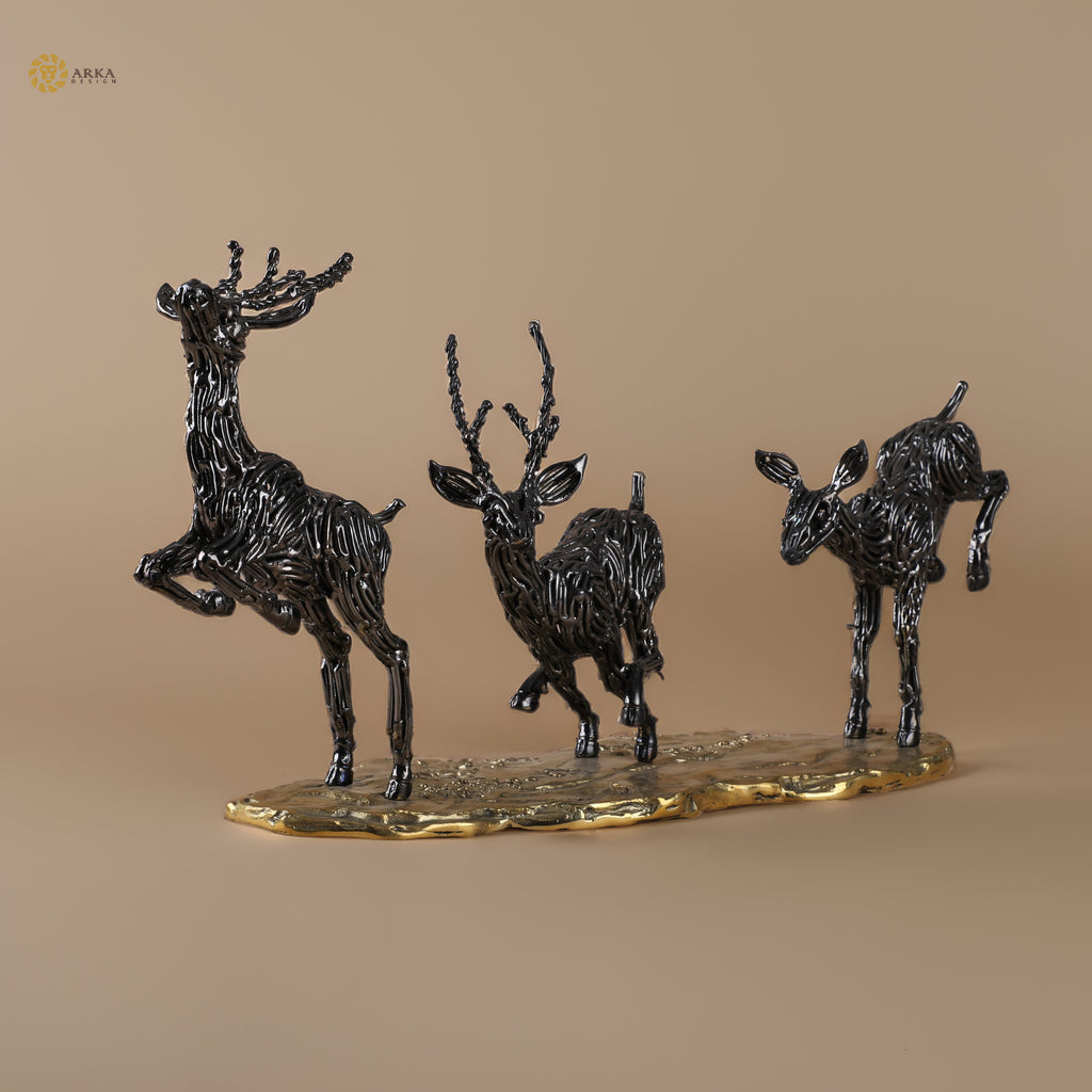 Arka Design Deers Ballet – Handcrafted Brass Deer Sculpture for Luxury Home Décor