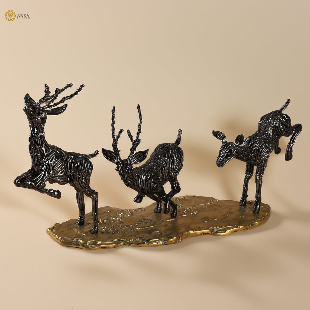 Arka Design Deers Ballet – Handcrafted Brass Deer Sculpture for Luxury Home Décor