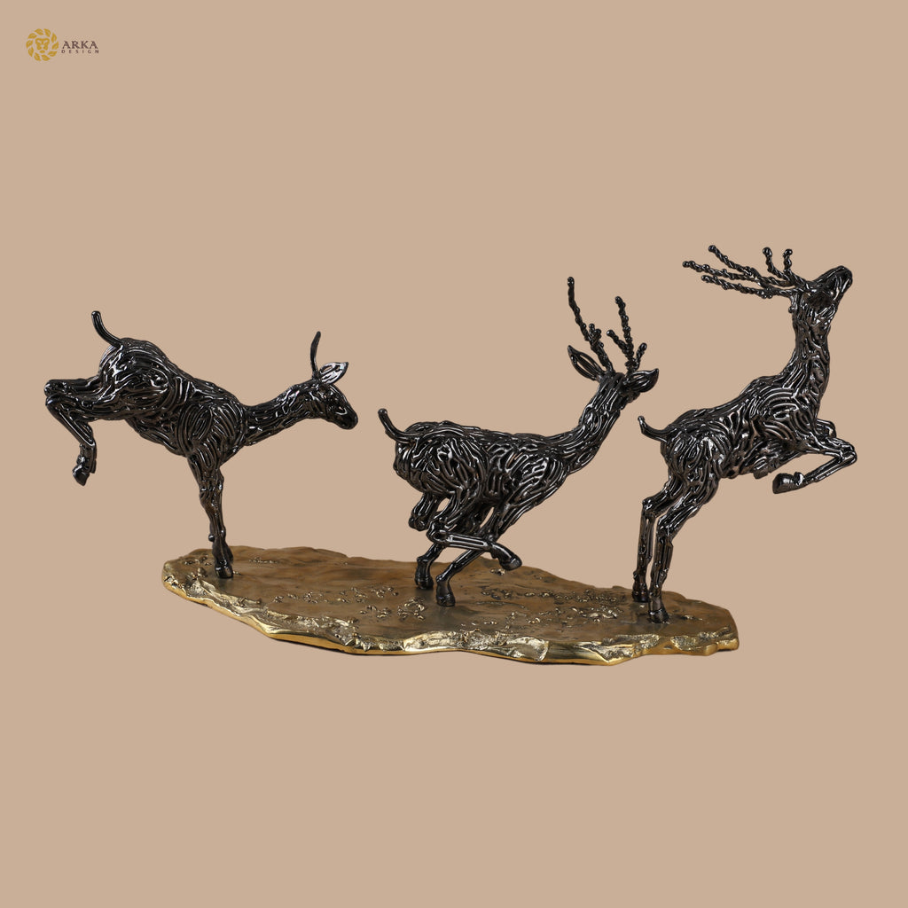 Arka Design Deers Ballet – Handcrafted Brass Deer Sculpture for Luxury Home Décor