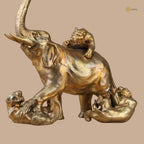 Arka Design Elephant and Tiger Frolic – Handcrafted Brass Wildlife Sculpture for Luxury Home Décor